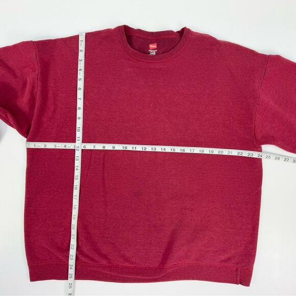 Burgundy Crew Neck Pullover Sweatshirt - Picture 5 of 7